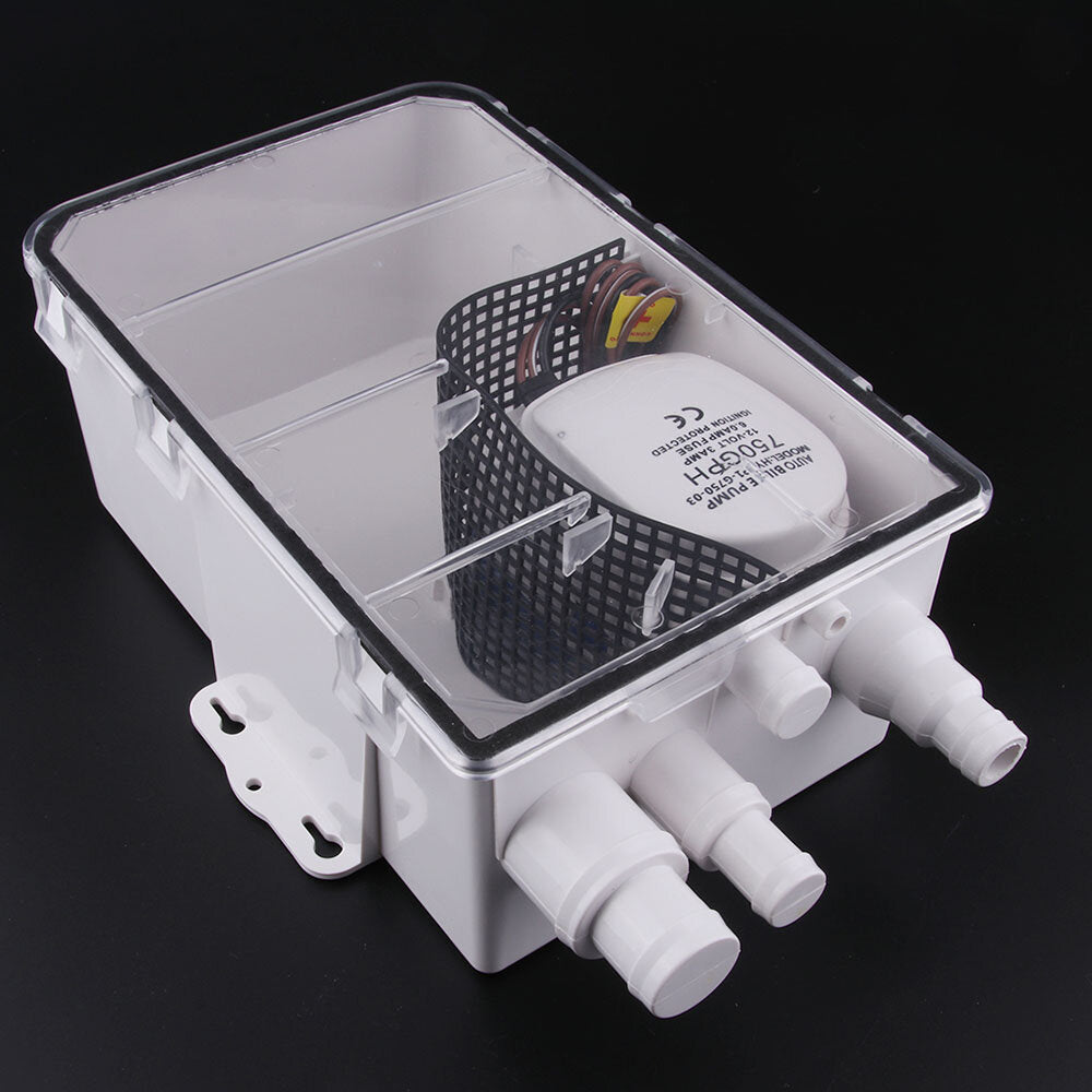 24V 750GPH 47.5 L/min Shower Sump Water Pump Kit for Boat, Marine, Yacht, RV, Truck, Trailer