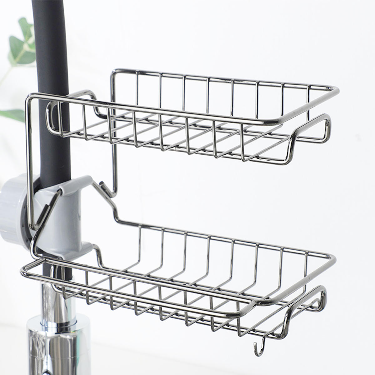 2-Layer Kitchen Sink Drain Rack: Faucet Sponge, Soap, Cloth Storage & Drying Holder