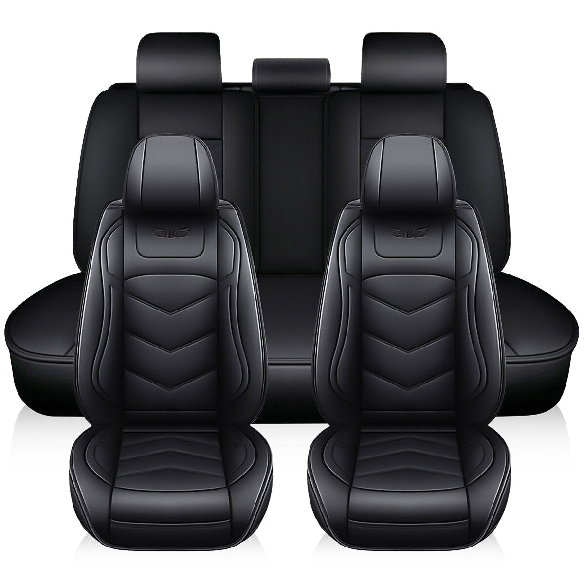 Universal Full Leather Car Seat Cover Set - 1/5PCS, Single/Full, Breathable Cushion Pad for Front Seats