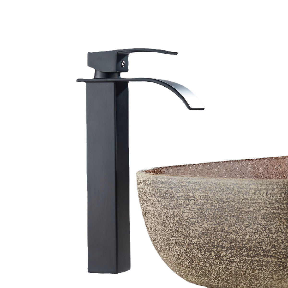 Matte Black 1/2" Brass Modern Bathroom Faucet - Hot & Cold Water Mixer, Single Handle Basin Spout