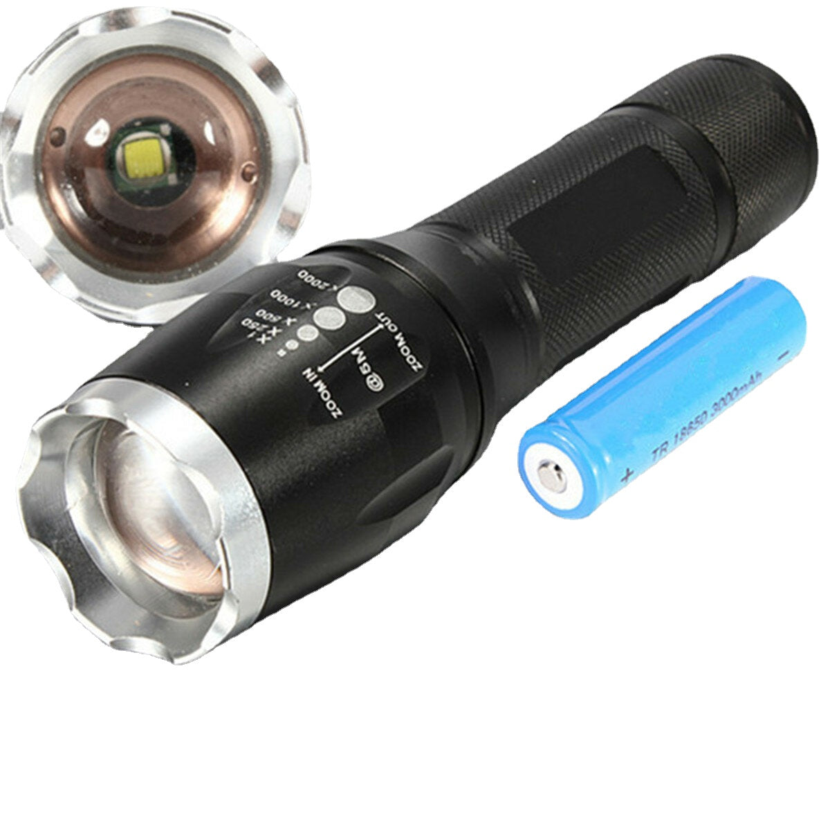 1000 Lumen Elfeland T6 LED Zoomable Tactical Flashlight Torch Lamp