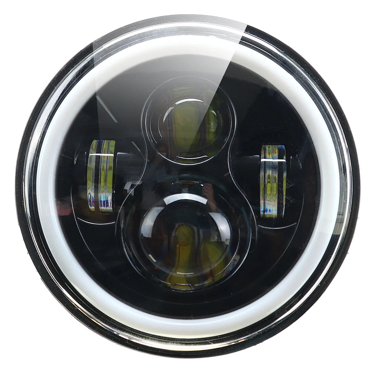 5.75" Round LED Headlight with Blue Halo Ring Angel Eyes for Jeep Wrangler JK TJ LJ CJ