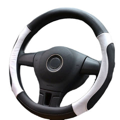 38cm Leather Car Steering Wheel Cover - Sports Fashion, All-Season, Universal Fit