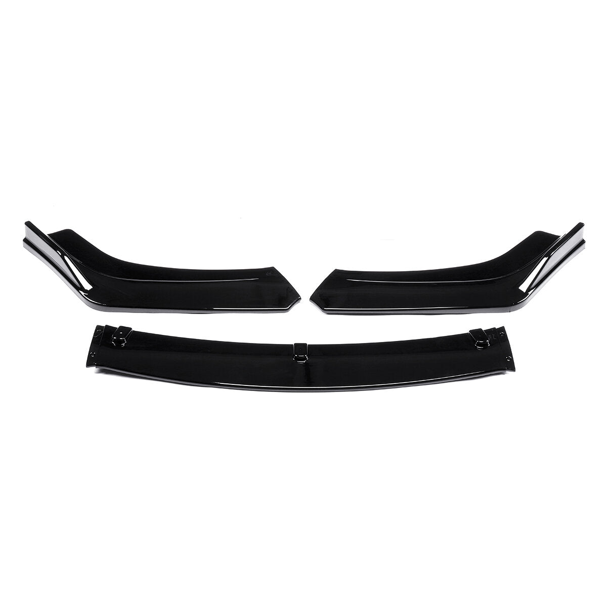 3Pcs Glossy Black Front Bumper Lip Spoiler Chin Splitters