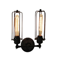 2-Head Loft Iron Cage Wall Light - Edison Country Style Lamp