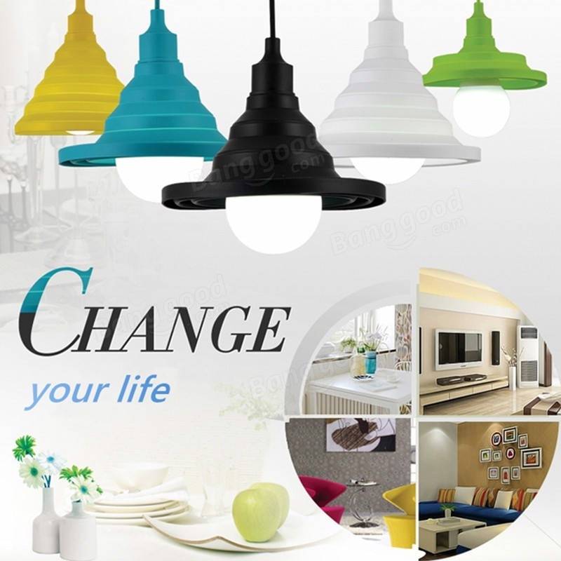 Colorful Silicone Folding Lampshade E27 Lamp Holder Pendant Lights for DIY Ceiling Light Home Decor