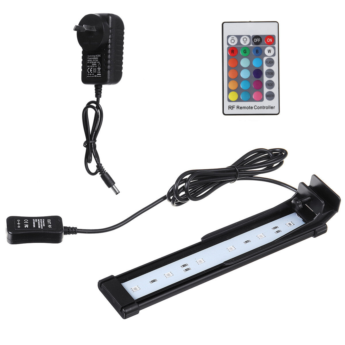 22 cm dimmbares RGBW-LED-Aquarienlicht mit Fernbedienung – Farbwechsel, passend für Aquarien/Fischbehälter
