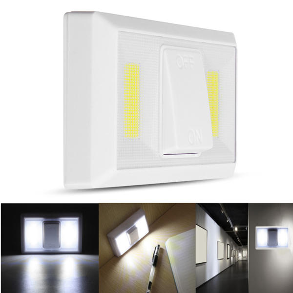 Battery Operated Wireless COB LED Night Light - Super Bright Switch Lamp for Cabinet, Closet, Garage