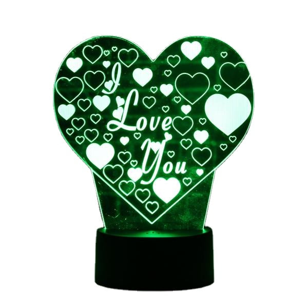 I Love You LED 3D Night Light - Colorful, Remote Control, Touch Sensor, Desktop Lamp