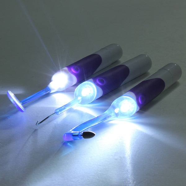 LED Oral Dental Mirror Plaque Remove Tooth Stain Eraser Set