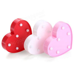 Cute 11 LED Heart Marquee Night Light - Battery Operated Lamp for Baby Kids Bedroom Decor