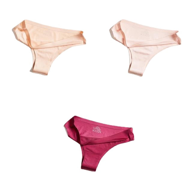 Sexy Seamless Thong Panties - Silk Lingerie G-String Briefs, 3-Pack