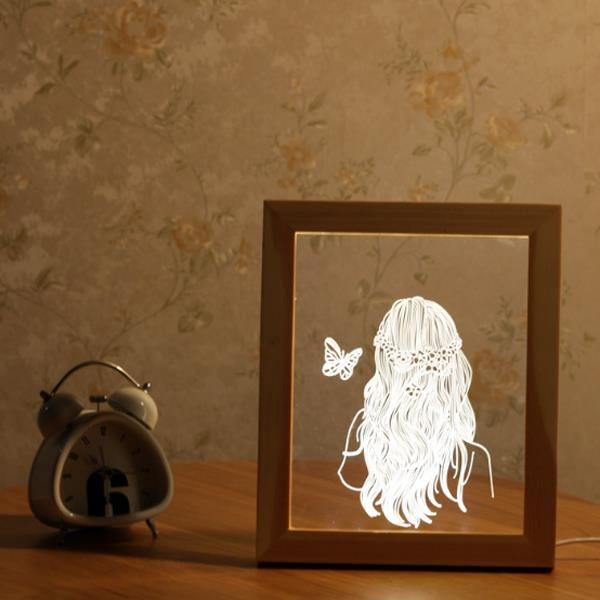 3D LED Night Light Wooden Photo Frame - Illuminative USB Lamp for Girls, Christmas Gift