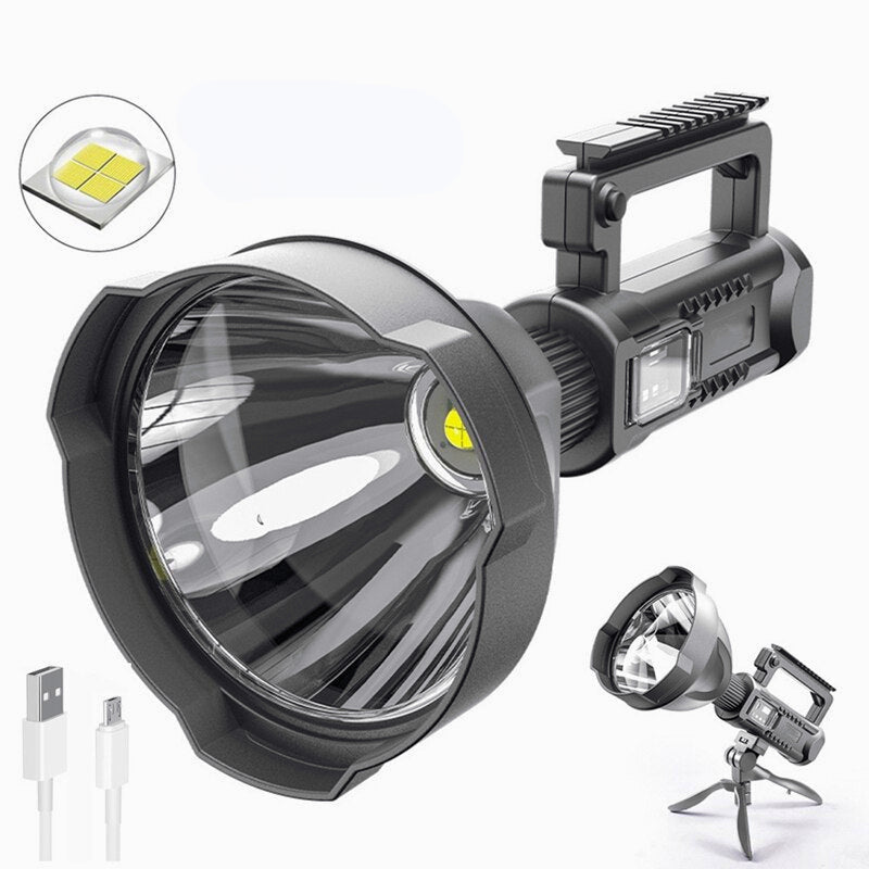 Super Bright LED Rechargeable Spotlight with Tripod for Fishing, Camping, and Working