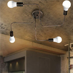 Vintage Industrial Chandelier Pendant Light - Metal Flush Mount Ceiling Lamp, AC110-240V, 4Heads