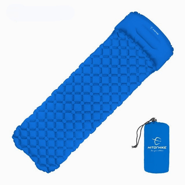 Ultralight Inflatable Camping Sleeping Pad with Pillows - Folding Travel Mat for Hiking & Trekking