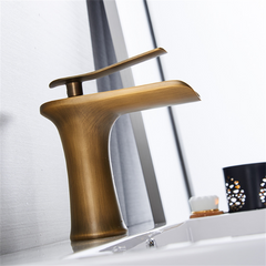 Modern Bathroom Basin Waterfall Faucet - Single Hole Hot & Cold Mixer Tap with Handle for Vanity Sink