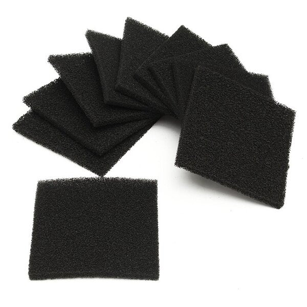 10pcs 28PPI Black Activated Carbon Foam Sponge Air Filter Pads for Smoke Absorber