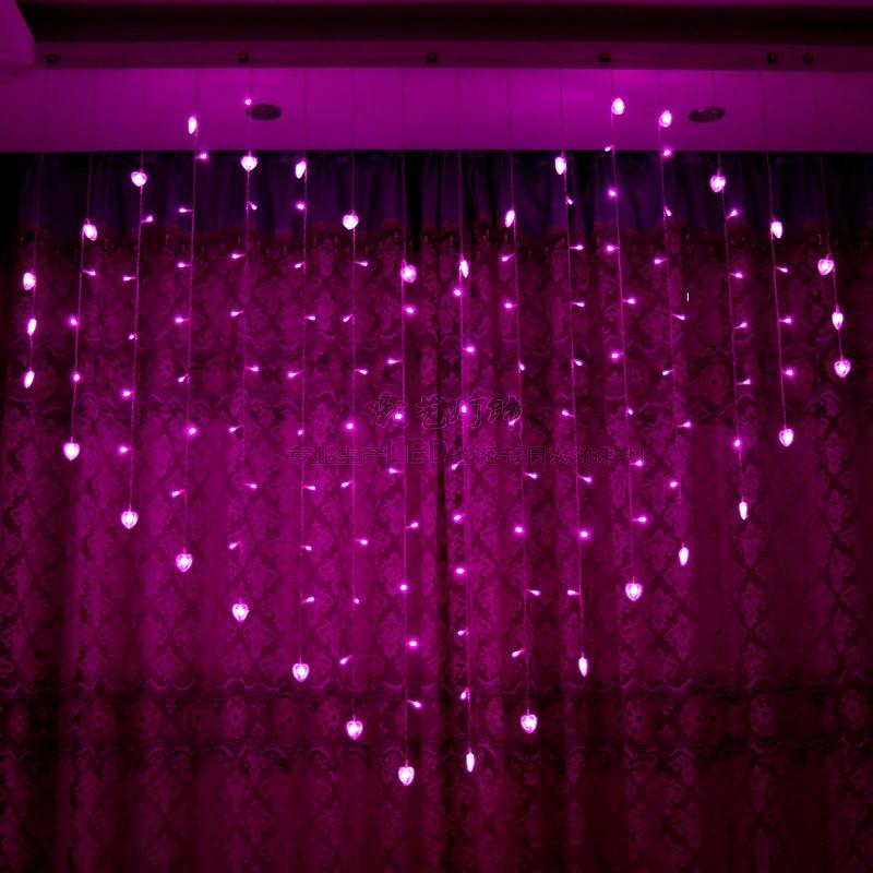 128 LED Heart Shape Light String 220V, 2x1m Curtain Light for Home Decor, Festival, Christmas