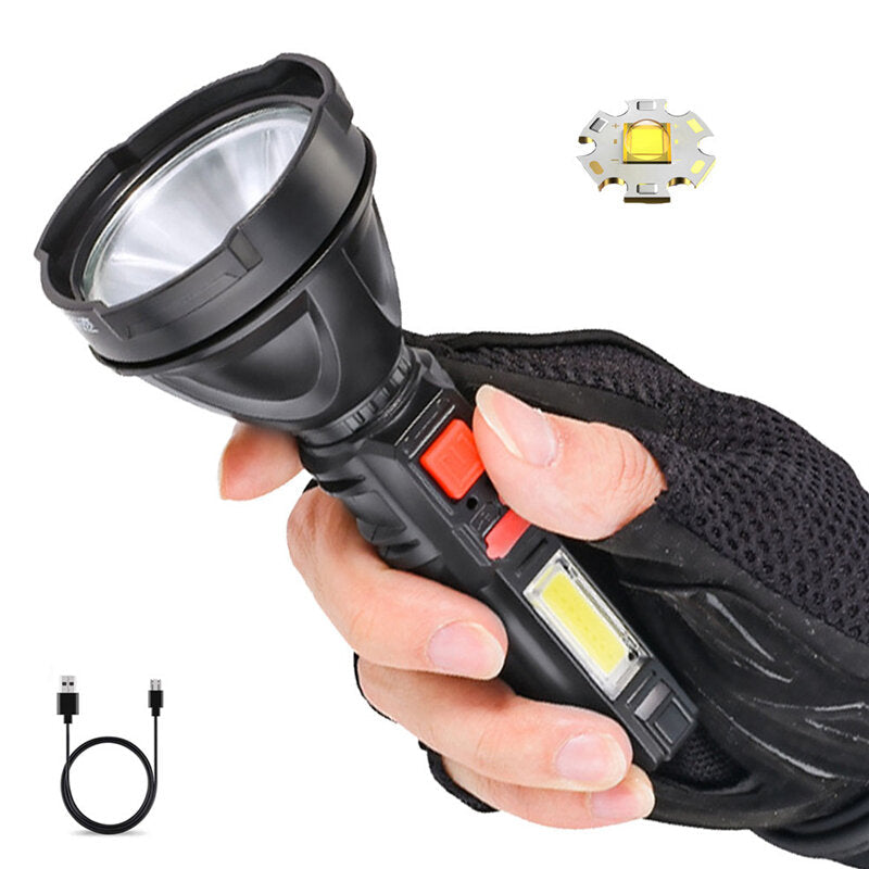 2000lm Long-Range OSL Flashlight with Rechargeable COB Sidelight and USB