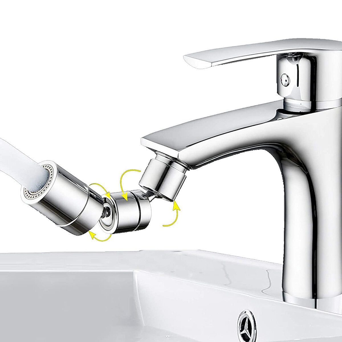 1080 Degree Swivel Sink Faucet Aerator - Universal Splash Filter, Extender, Bubbler for Eye Flush, Face Wash, Gargle