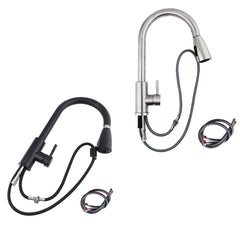 Electroplating Kitchen Sink Pull-Out Faucet - Hot/Cold Water Tap with 2 Stainless Steel Hoses