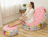 Inflatable Flocking Sofa Recliner - Folding Lounger, Pedal Lazy Sofa for Living Room, Outdoor Camp, Picnic Chair