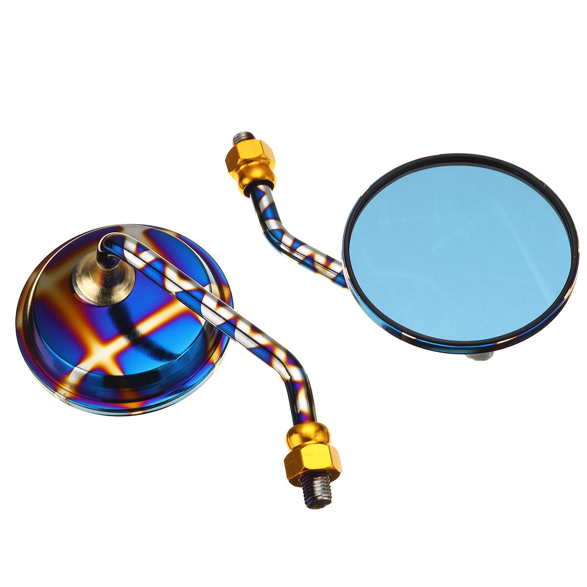 Blue Anti-Glare Aluminum Motorcycle Rearview Side Mirrors with M10 Screw