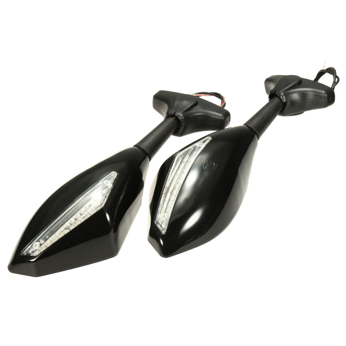 Motorcycle Rear View Mirror with LED Turn Signal Indicator - Universal Fit