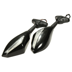 Motorcycle Rear View Mirror with LED Turn Signal Indicator - Universal Fit