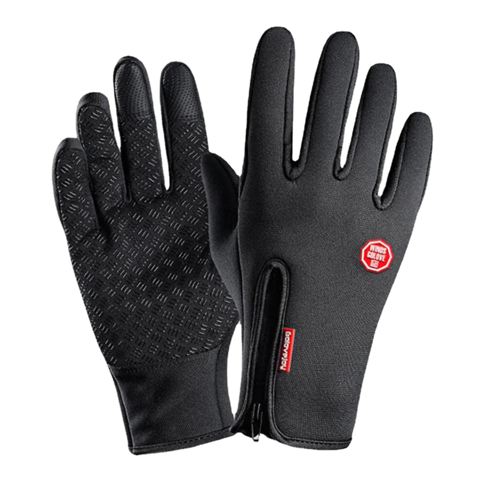 Unisex Warm Plus Velvet Zipper Gloves for Diving, Riding, Climbing, Skiing - Screen-Touchable