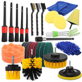 30PCS Car & Motorcycle Cleaning Brush Set - Detail, Dust, Leather, Air Vents Care Tools