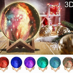 3D Magical Lunar Moon Lamp - USB LED Night Light with Touch Sensor, Galaxy Sky Moonlight