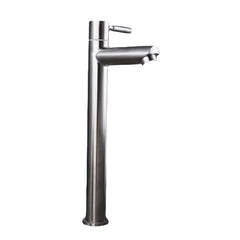 Lead-Free Stainless Steel Bathroom Basin Faucet - Single Cold Sink Tap with Hoses, 181mm/285mm Height