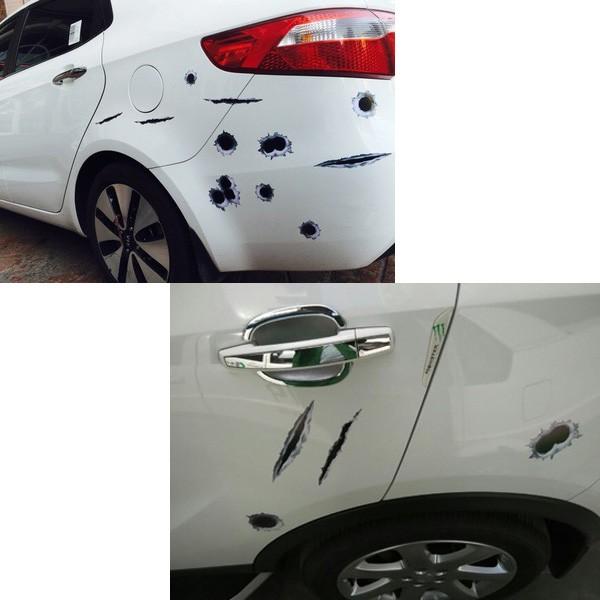 3D Simulated Bullet Holes Car & Motorcycle Scratch Decal - Waterproof, 23x29CM