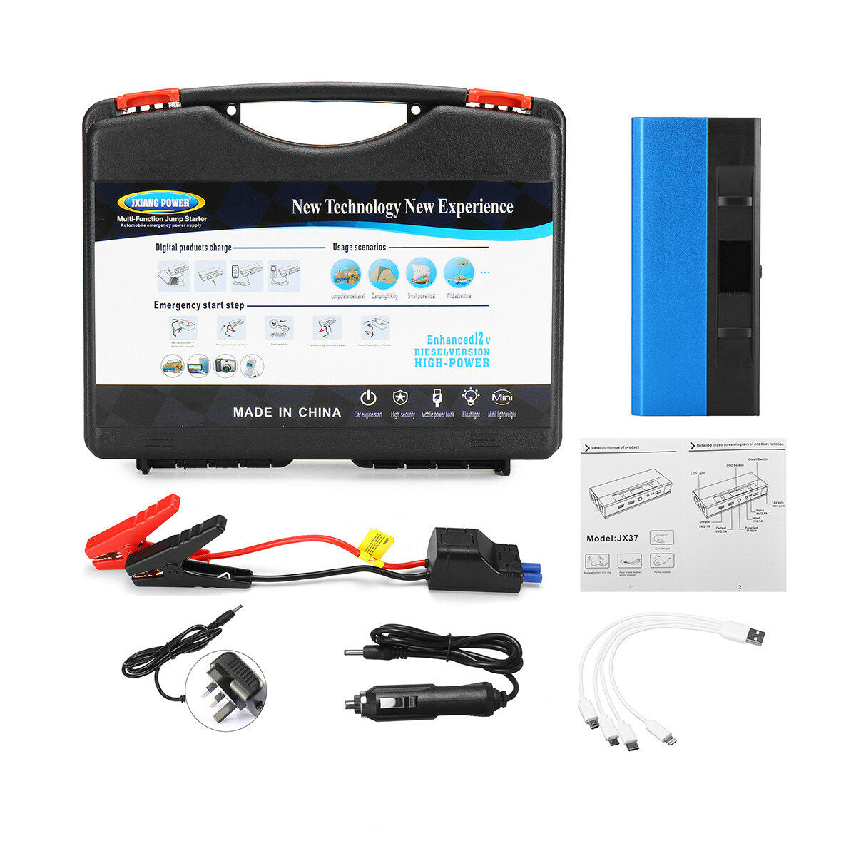 1200A 99800mAh 12V Car Battery Jump Starter Power Pack with LED Flashlight and USB Quick Charge