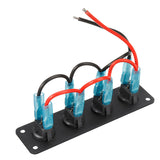 12V 1-4 Gang Toggle Switch Panel Mini Rocker ON-OFF SPST Blue LED for RV, Truck, Ship