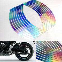 16pcs Reflective Tyre Strips Tape for 17-18 Inch Car, Motorcycle, Bike Wheels - Rim Styling Stickers