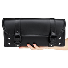 Universal PU Leather Motorcycle Front Fork Tool Bag Saddlebags Pouch Luggage