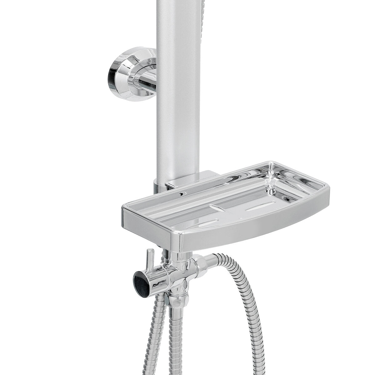 Chrome Shower Faucet System with Rain Set and Hand Soap Holder