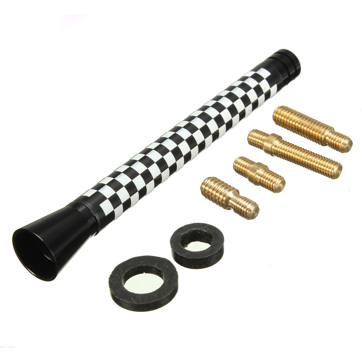 Union Jack UK GER Flag Carbon Fiber Car Antenna - 7.7cm/10.7cm