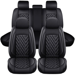 11pcs Universal 5 Seater Car Seat Covers - PU Leather Non-Slip Cushion Protector Mat