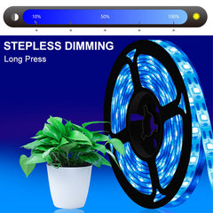 IP65 Waterproof LED Grow Light Strip, 3M, Touch Control, Ice Blue Light for Plant Growth