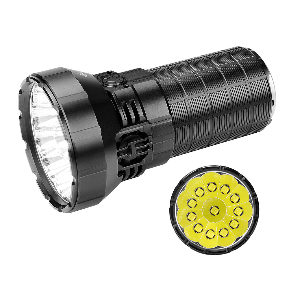 65,000LM Flashlight with 12 XHP70.2 LEDs, Portable EDC, IP56 Waterproof Torch for Outdoor Hunting, Fishing, and Searching