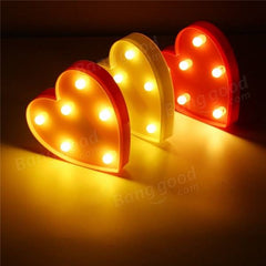 Cute 11 LED Heart Marquee Night Light - Battery Operated Lamp for Baby Kids Bedroom Decor