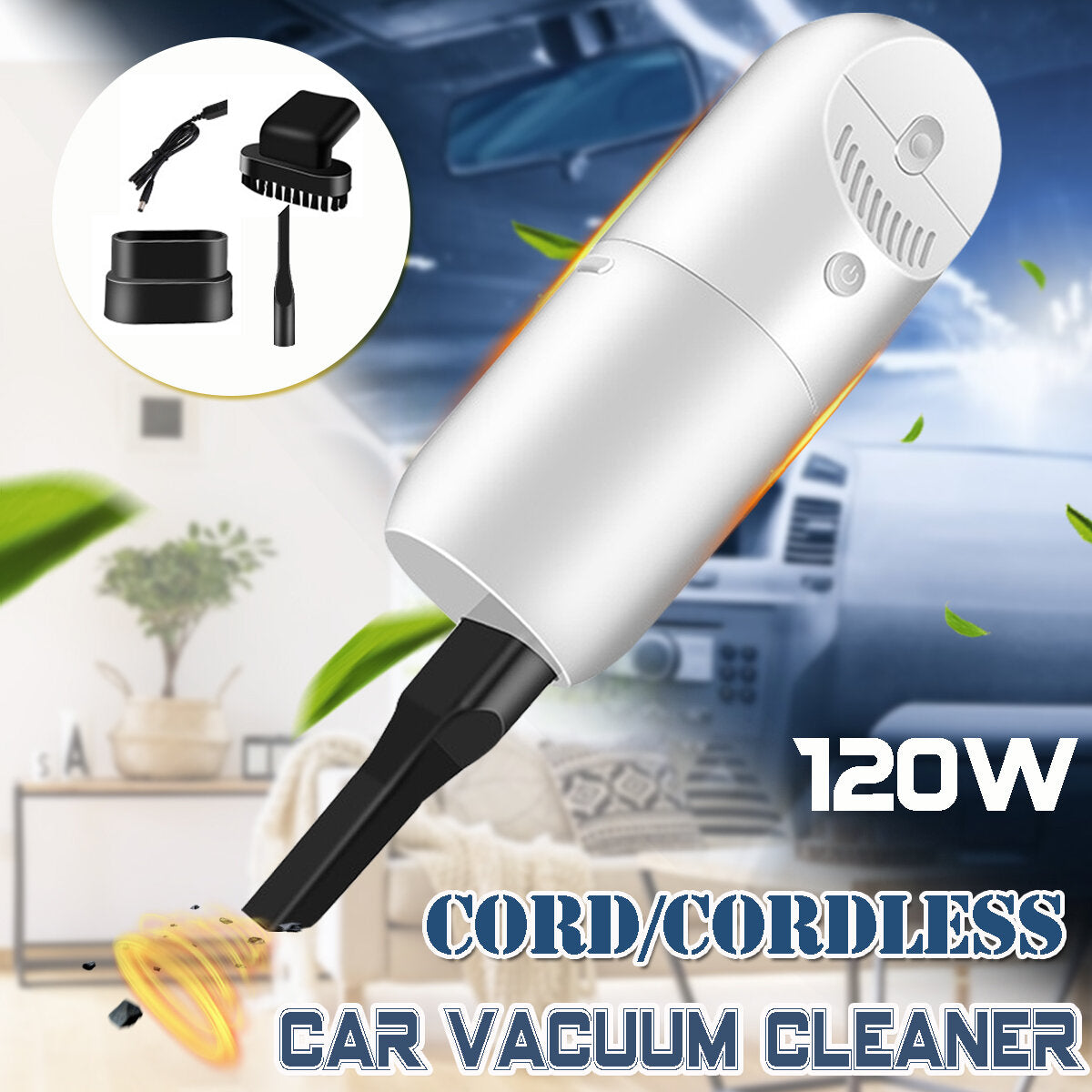 12V 120W Portable Car Vacuum Cleaner - Wet/Dry Use, Lightweight Handheld Duster, 4500rpm, 3500Pa Suction Power