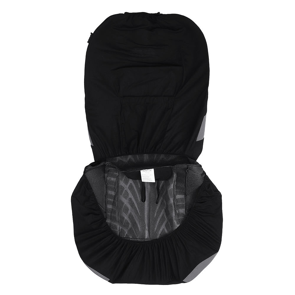 Universal Double Seat Fabric Car Front Seat Cover Cushion Protector - Full Surround, Black and Grey