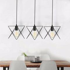 3-in-1 Vintage Metal Ceiling Light Pendant Lamp with Cage Lampshade Fixture for Indoor Lighting