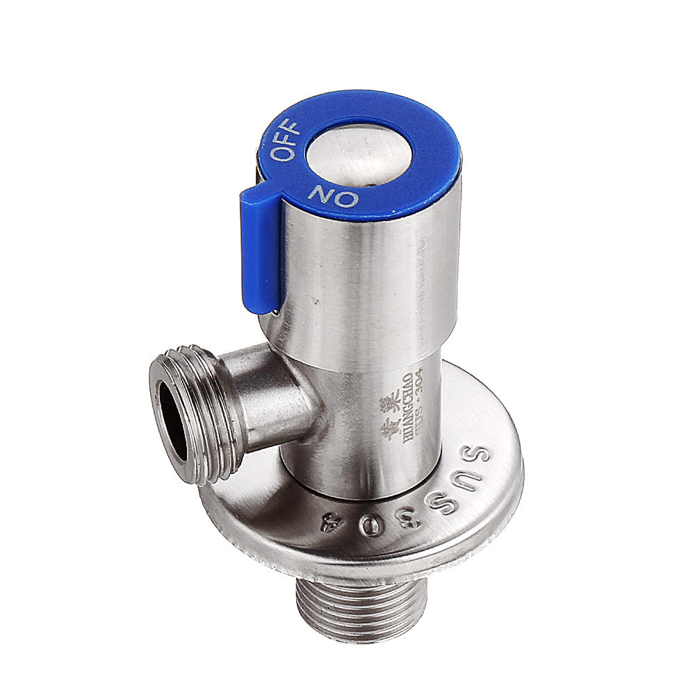 Stainless Steel Brushed Hot & Cold Water Triangle Valve G1/2 Thread Angle Valve w/ Rotatable Switch for Toilet/Sink/Heater