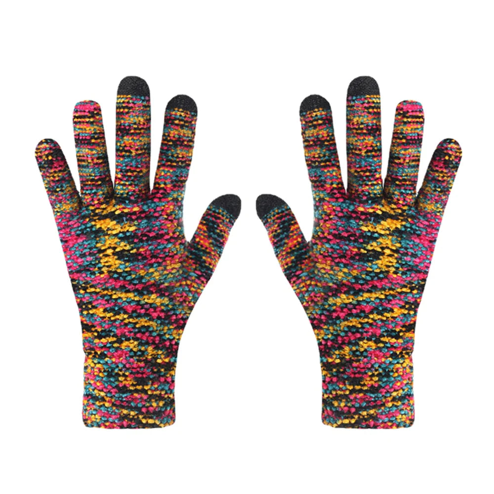 Unisex Knitted Touch-Screen Winter Gloves - Warm Chenille, Three-Finger & Full-Finger Options